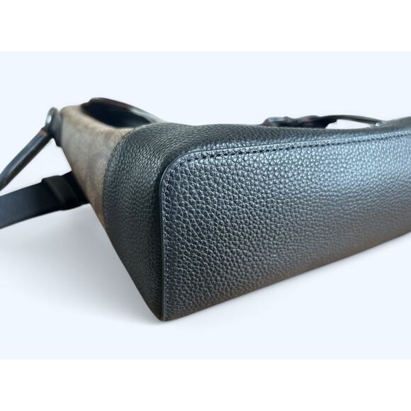 Coach Hudson Messenger Bag in Colorblock Terracotta Khaki Signature Leather - Picture 9 of 16